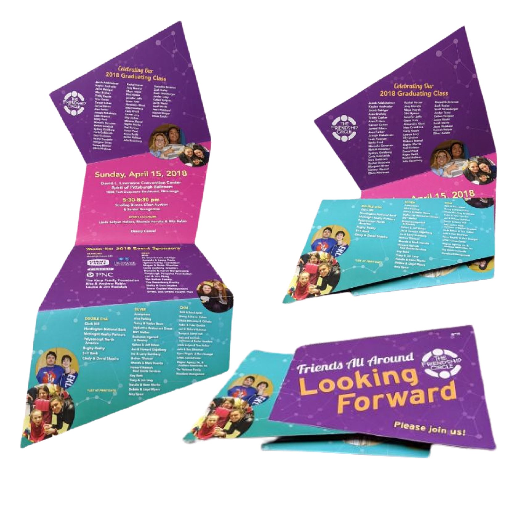 Event invitation printed for The Friendship Circle of Pittsburgh